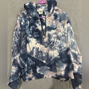 VS/PINK Tye Dye Cropped Quarterzip Hoodie